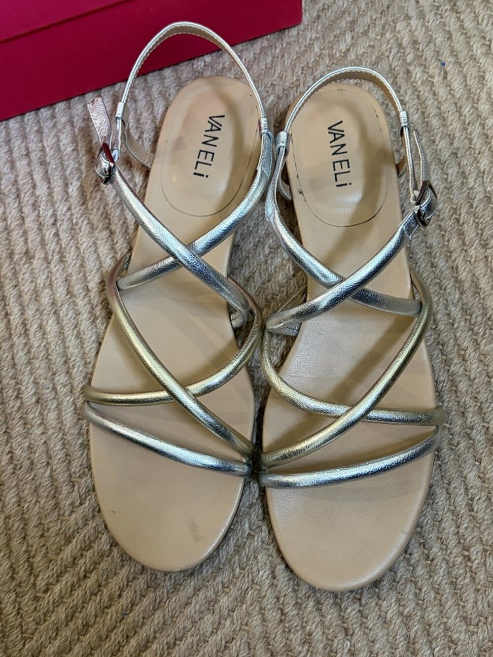 Vaneli mixed- metal flat strappy slingback sandal